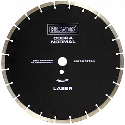 Диск сегментный Normal COBRA д. 350*25,4 (*3,2*10)мм | 24z/железобетон/wet DIAMASTER