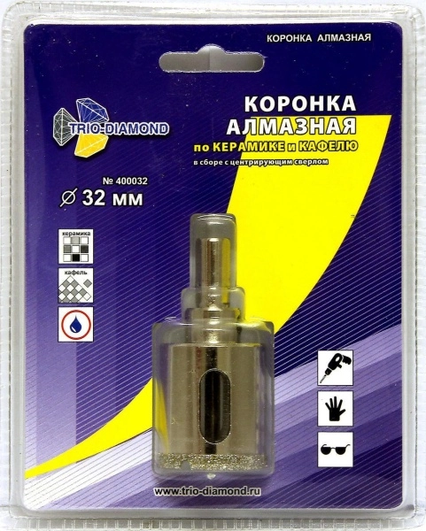 Коронка алмазная Ф32х30мм цилиндрический (400032)