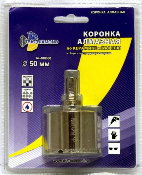 Коронка алмазная TRIO DIAMOND Ф50х30мм цилиндрический (400050)