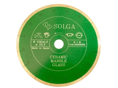 Диск алмазный Solga Diamant CERAMICS, MARBLE сплошной (керамика, мрамор) 230мм/25,4