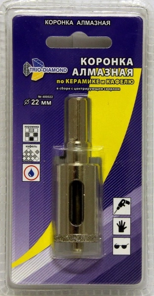 Коронка алмазная TRIO DIAMOND Ф22х30мм цилиндрический (400022)