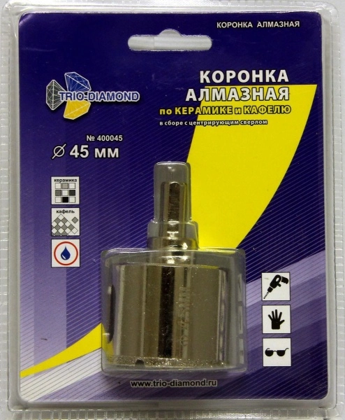 Коронка алмазная TRIO DIAMOND Ф45х30мм цилиндрический (400045)