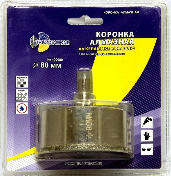 Коронка алмазная TRIO DIAMOND Ф80х30мм цилиндрический (400080)