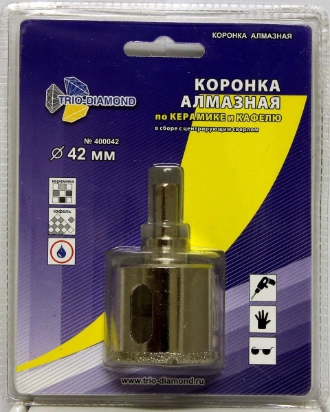 Коронка алмазная Ф42х30мм цилиндрический (400042)
