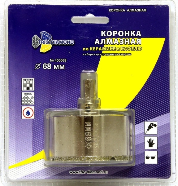 Коронка алмазная Ф68х30мм цилиндрический (400068)